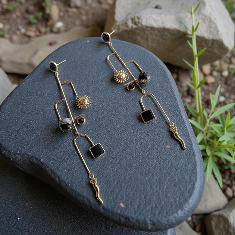 Gari auskari ar dabīgiem akmeņiem