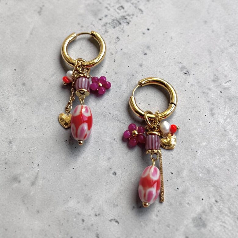 Jauns! Auskari Rozā