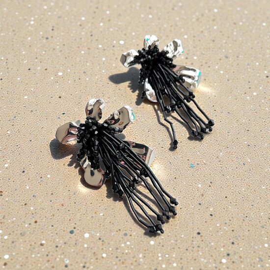 Earrings - Black Flower