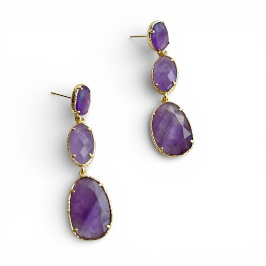 Gari auskari ar ametistu