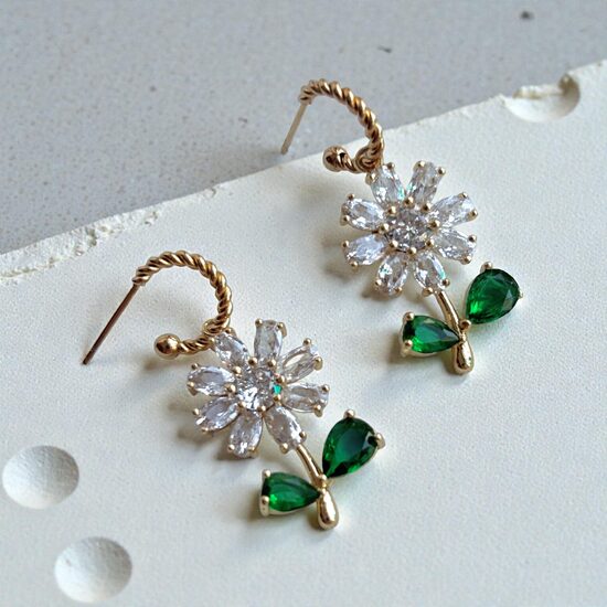 Earrings - Crystal Flowers